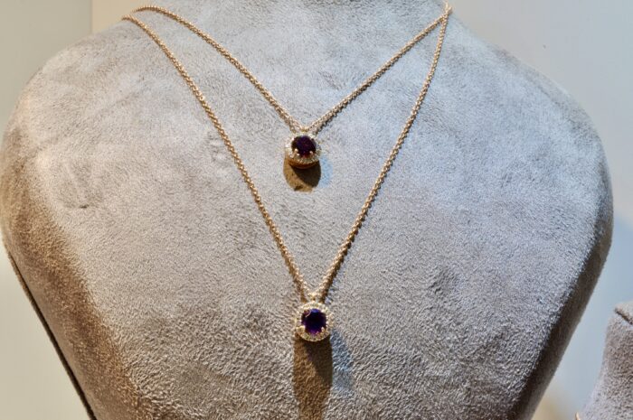 Pendente Oro rosa 18K con Rodolite & Diamanti - immagine 8