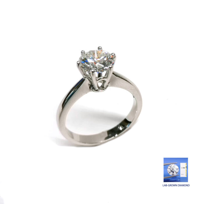 IGI Ring Lab_Grown Diamond 1.52ct, E VVS2