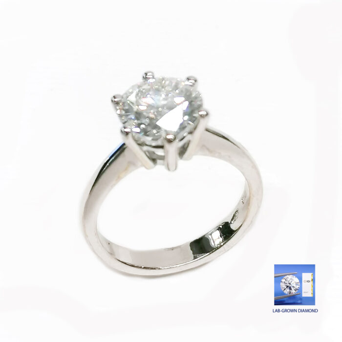 IGI Ring Lab_Grown Diamond 2.51ct, E VS1