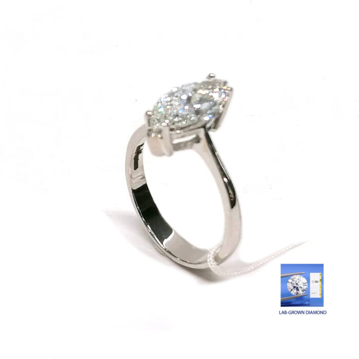 IGI Ring Lab_Grown Diamond Marquise 2,02ct E VS1