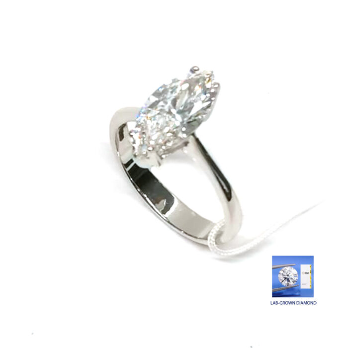 IGI Ring Lab_Grown Diamond Marquise 2,02ct E VS1 - immagine 3