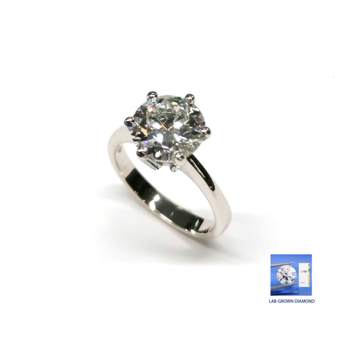 IGI Ring Lab_Grown Diamond 3.01ct, E VS1 Brilliant