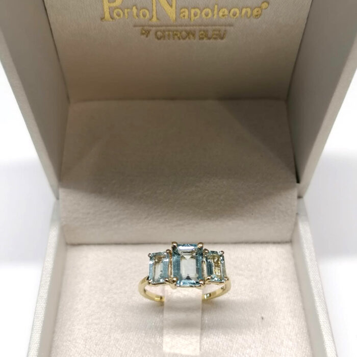 PN Anello Trilogy Acquamarine in oro giallo 18k - immagine 3