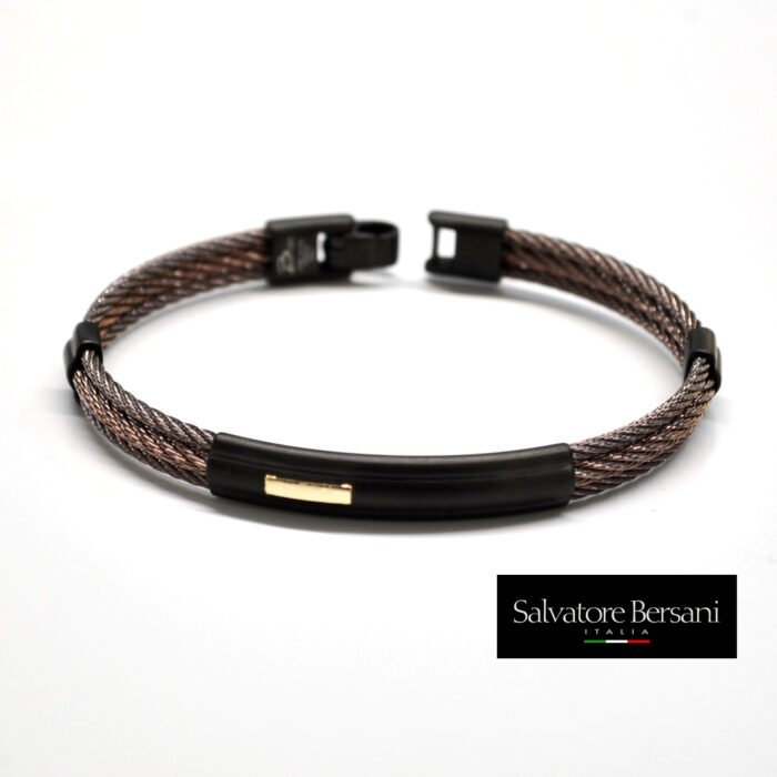 S_Bersani Bracciale rigido acciaio Pink e Oro 18K