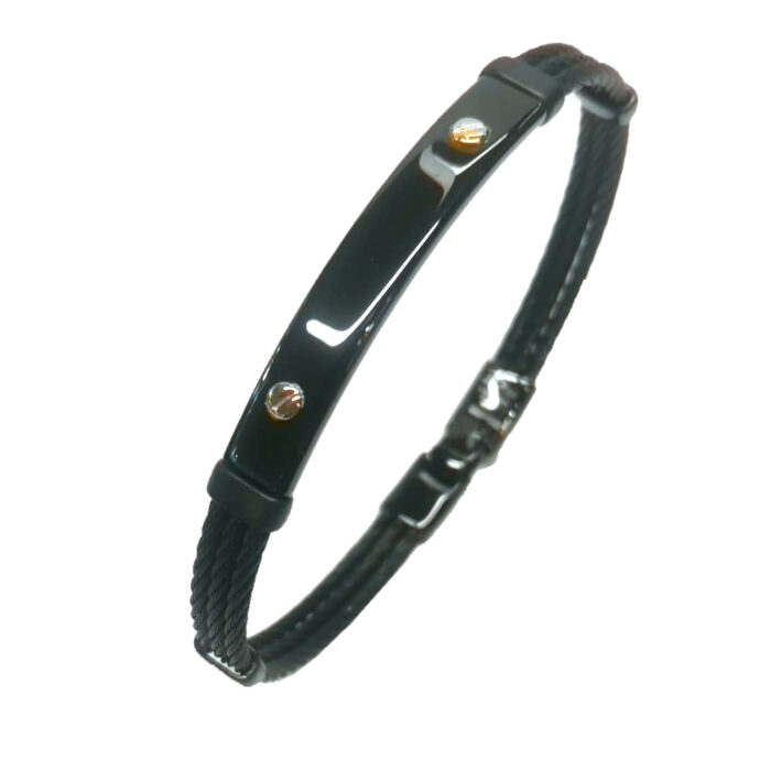 S_Bersani Bracciale rigido acciaio Black e Oro 18K - immagine 3