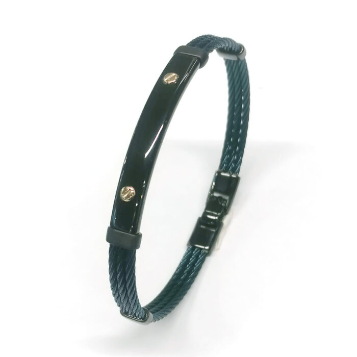 S_Bersani Bracciale rigido acciaio Blue e Oro 18K - immagine 2