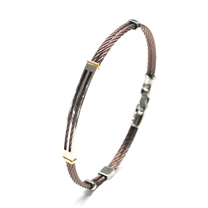 S_Bersani Bracciale rigido acciaio Pink e Oro 18K - immagine 2