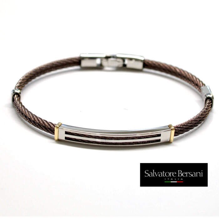 S_Bersani Bracciale rigido acciaio Pink e Oro 18K