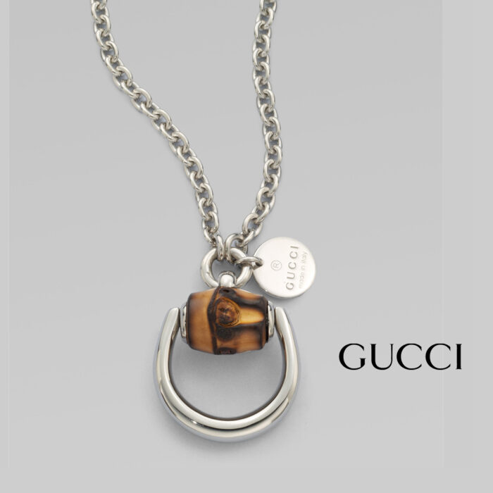 Gucci Horsebit Collana Bamboo Argento brunito