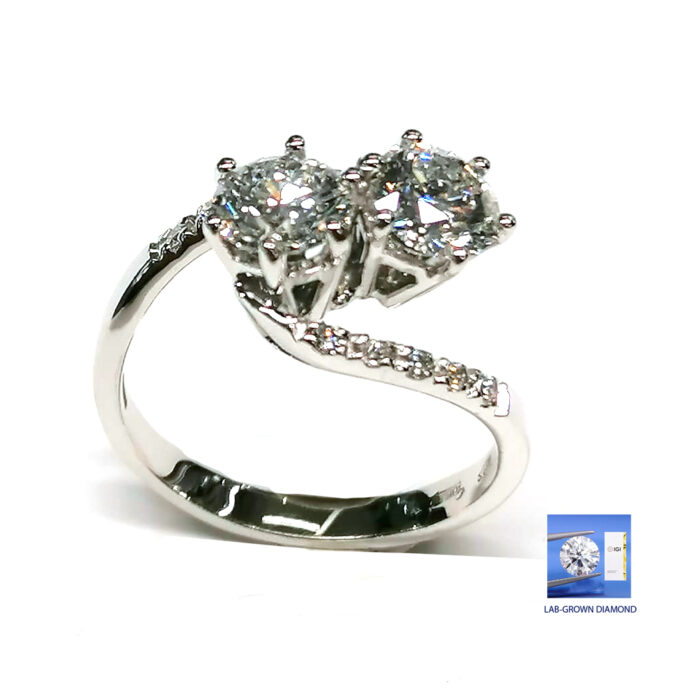 IGI Ring Lab_Grown Toi & Moi Diamonds 1.50ct, E VS1